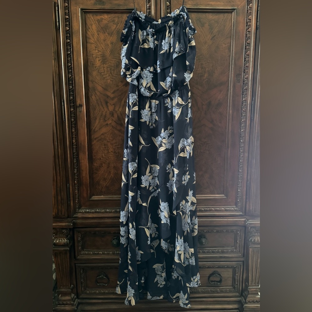 Express Navy Floral Off-Shoulder Maxi Dress